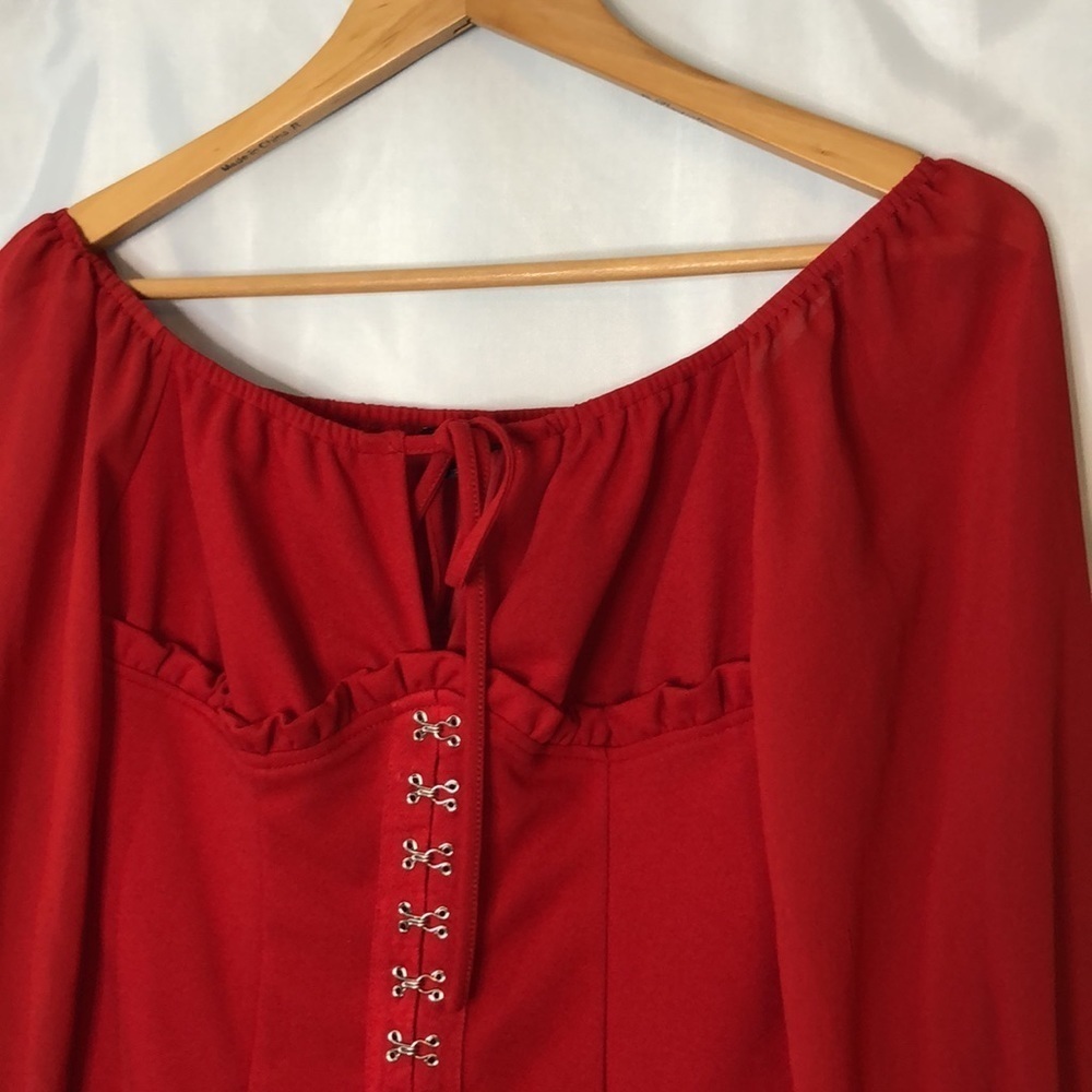 Fashion Nova Double Standard Off Shoulder Mini Red Dress Size S - Picture 5 of 13